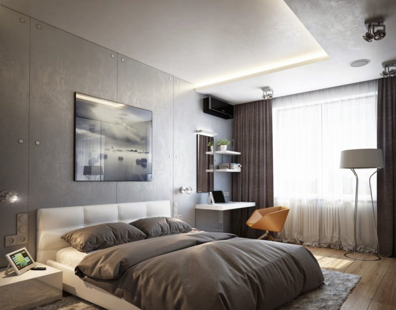 Колористические решения и декор дизайна спальни площадью 15 кв. м