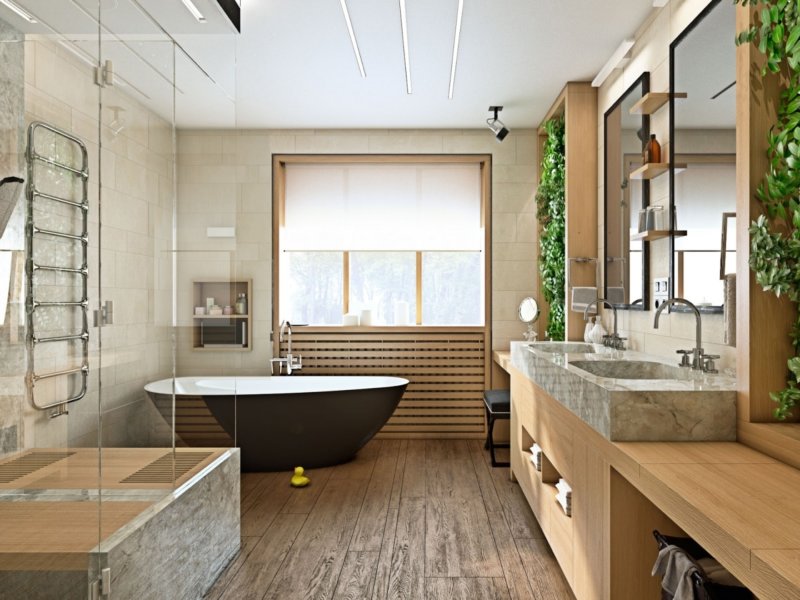 Большая ванная комната: идеи по оформлению комфортного интерьера (50 фото)
