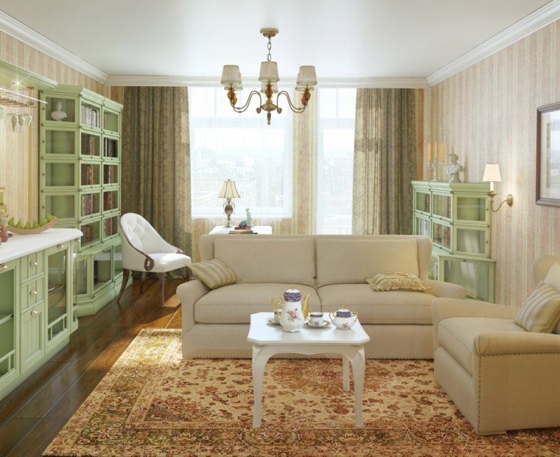 Гостиная в стиле прованс: как обустроить, как подобрать мебель, аксессуары и освещение