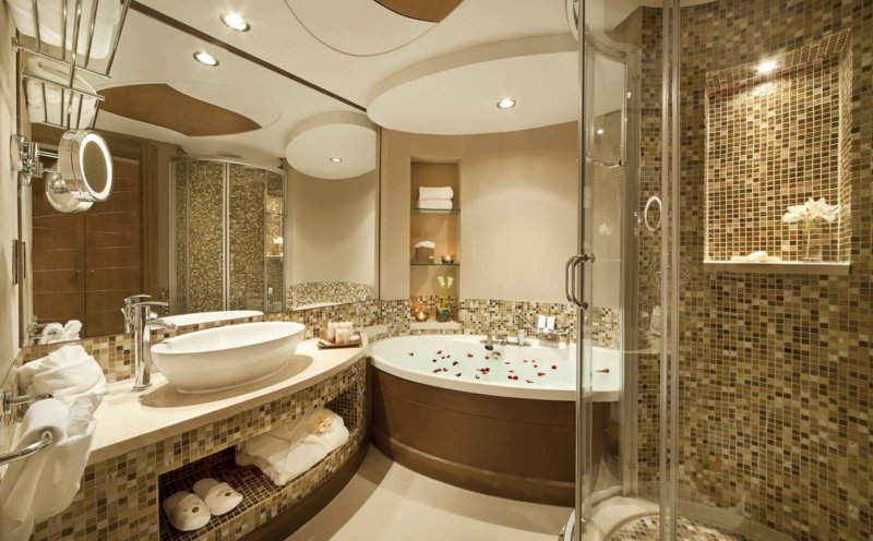 Мозаичная плитка: идеи дизайна ванной комнаты